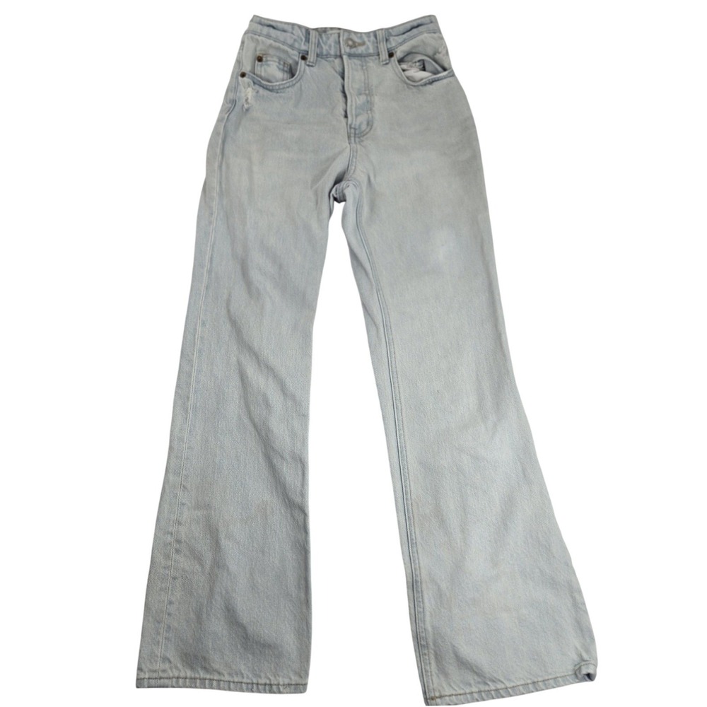 H&M Jeans Womens 2 High Rise Wide Leg Light Wash Denim Pants 28 Inseam Cotton